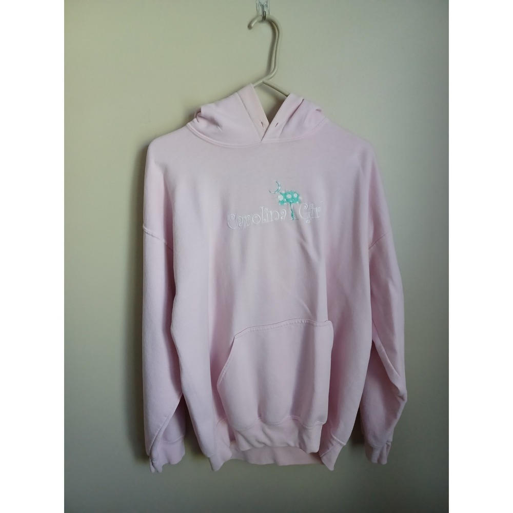 Women's Size L Gildan Carolina Girl SC Pink Hoodie Sweatshirt Cotton Polyester